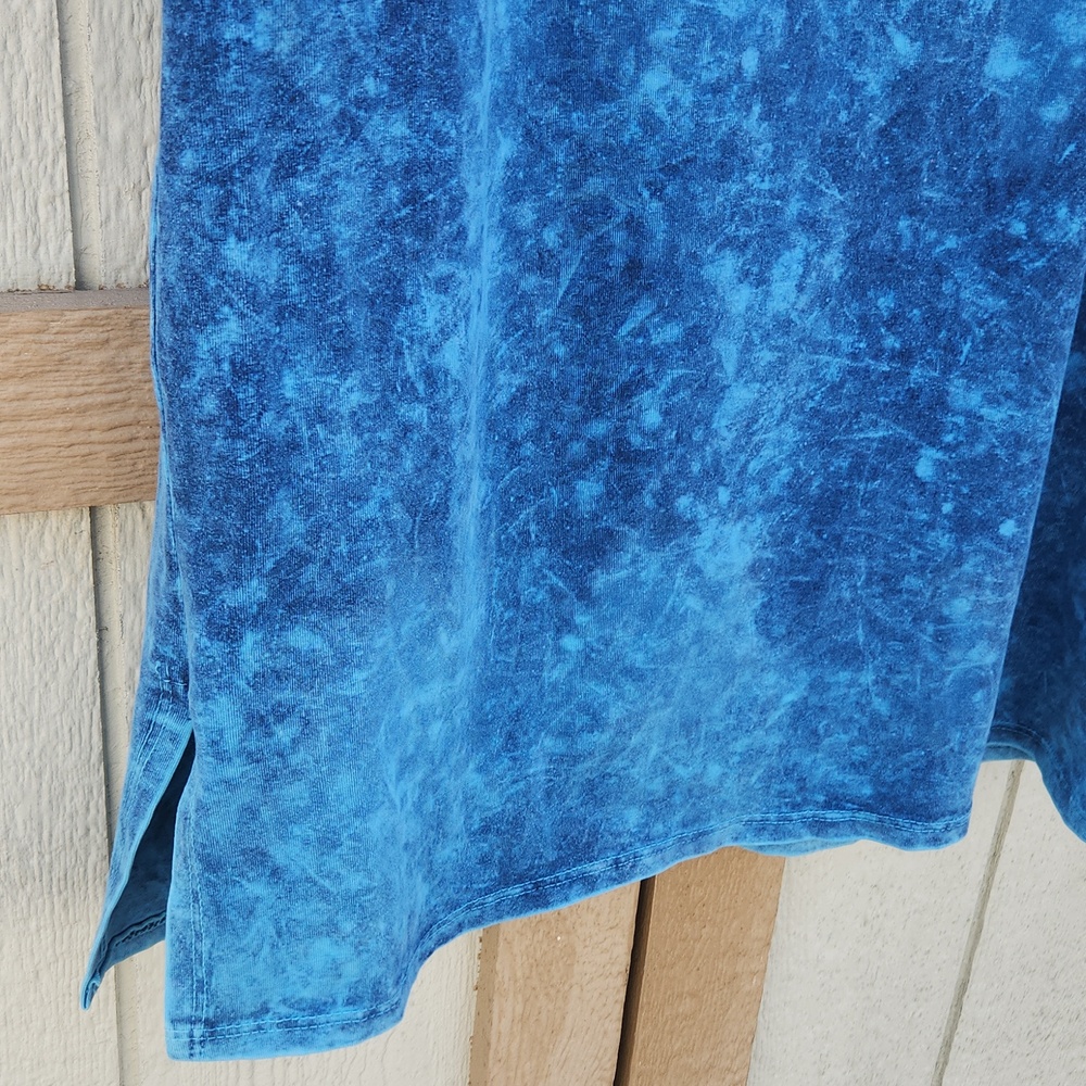 Chatoyant Earthy Soft Stretch Tank Dress Mineral Wash Cotton Large Blue Coastal - Picture 5 of 5